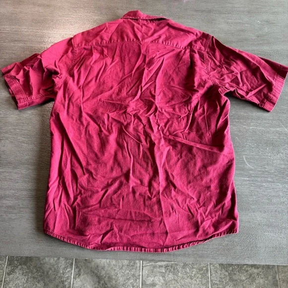 Wrangler Maroon Red Short Sleeve Button Down Shirt M - Picture 2 of 10